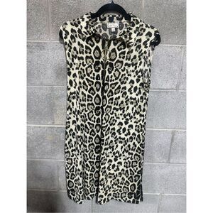 Ivy Road Dress Women's  Cheetah Print Sleeveless A Line Dress L Cream Black
